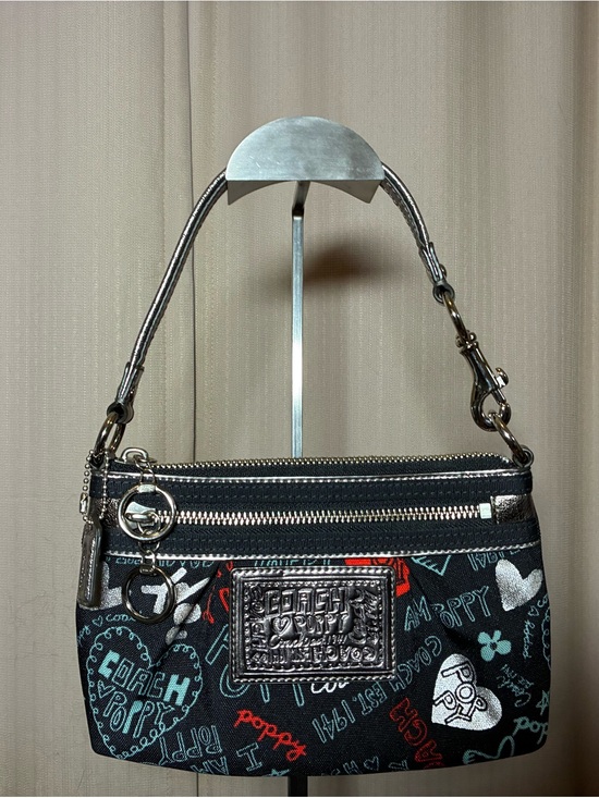 Coach Handbags - Coach Black Multicolor Poppy Print Wristlet